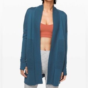 Excellent condition Lululemon Sit In Lotus Wrap II Petrol Blue Size 4/6 Cardigan